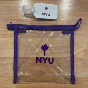 New Women NYU Luggage tag Travel Cosmetic Pouch Bag Zipper Clear / Purple